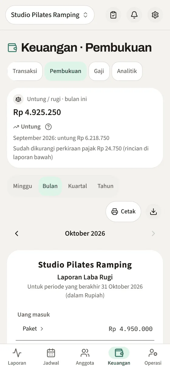 Layar Keuangan: untung rugi bulan ini dan laporan laba rugi